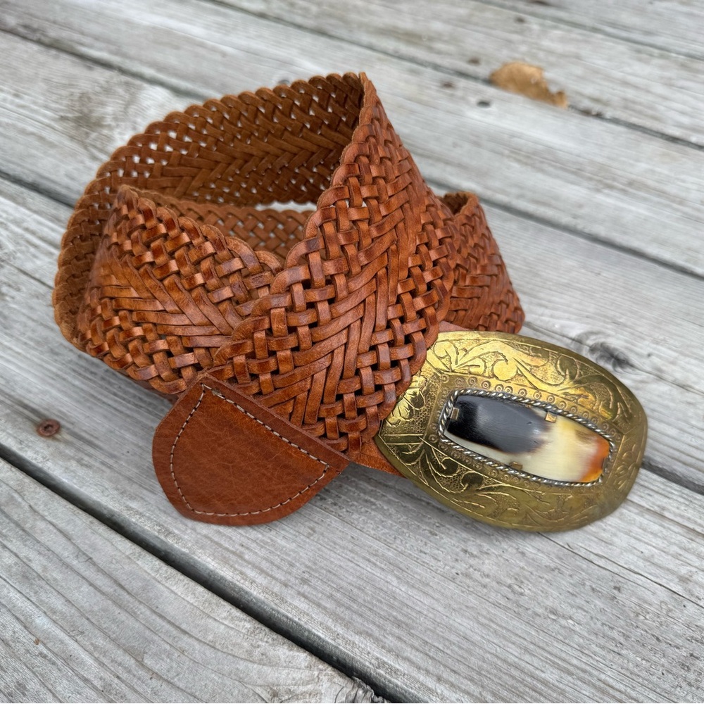 Vintage woven leather belt Onesize